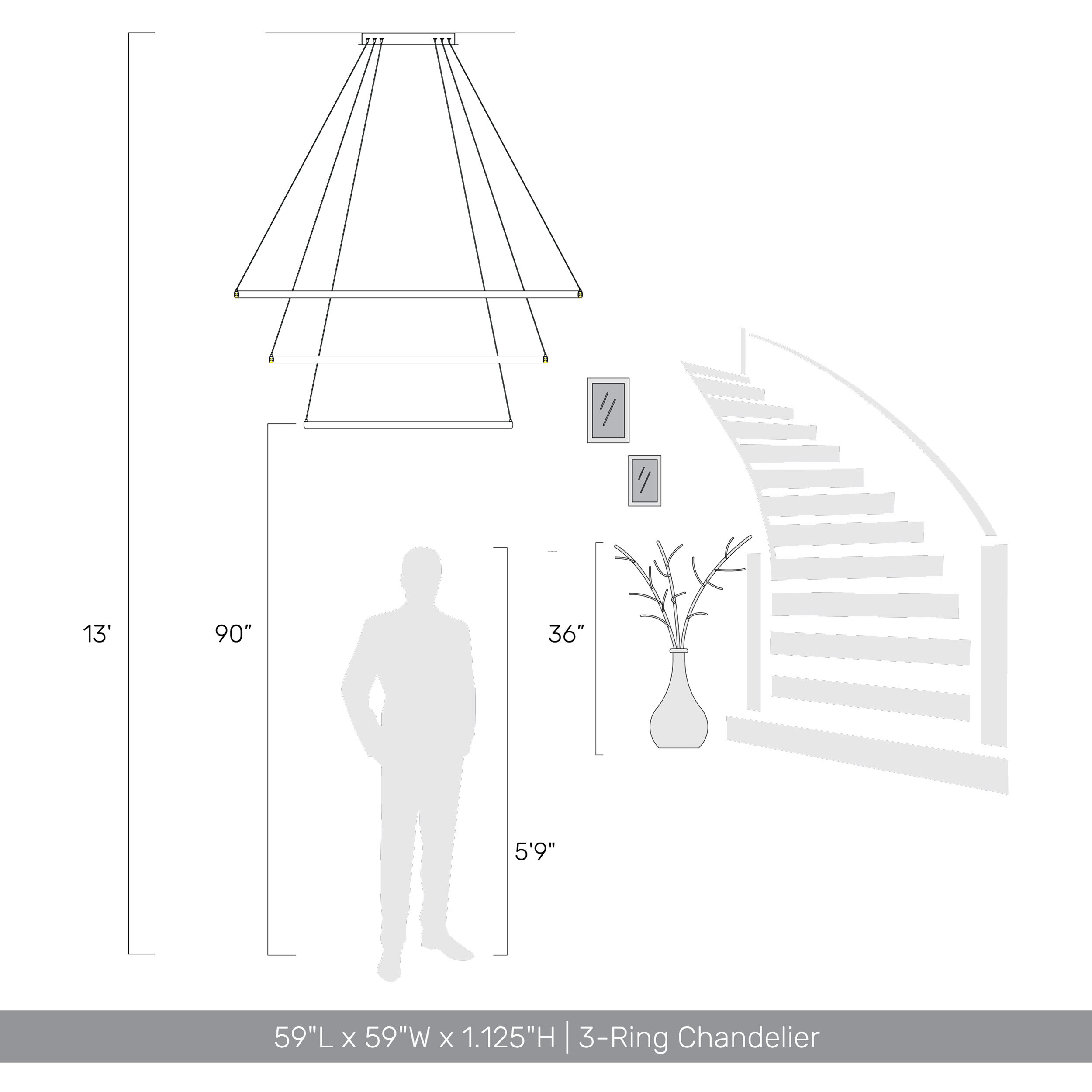 Veritas 59 inch 80.00 watt Driftwood Chandelier Ceiling Light, 3 Tier