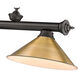Cordon 3 Light 57 inch Bronze Billiard Ceiling Light in Rubbed Brass Metal