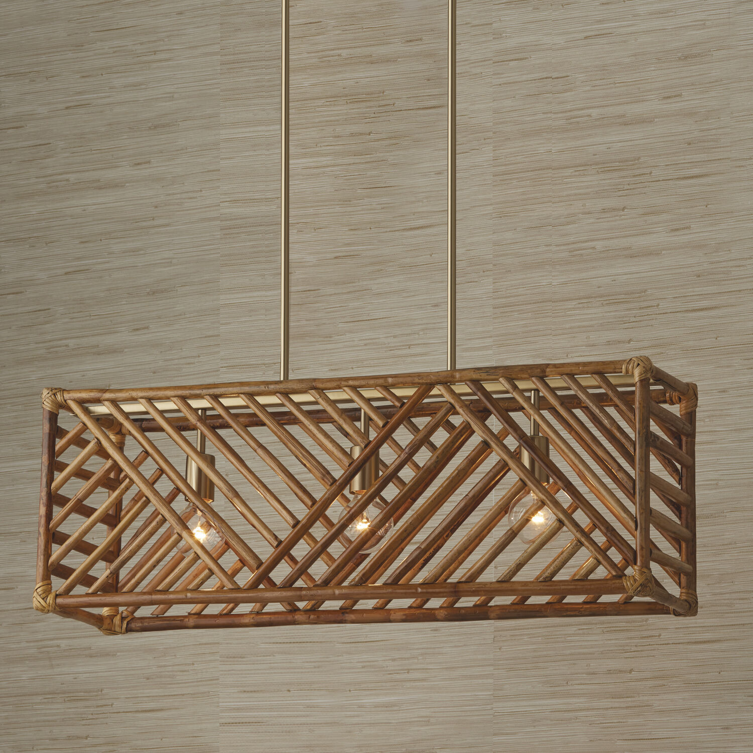 Soleil 3 Light 35.5 inch Matte Brass Island Light Ceiling Light