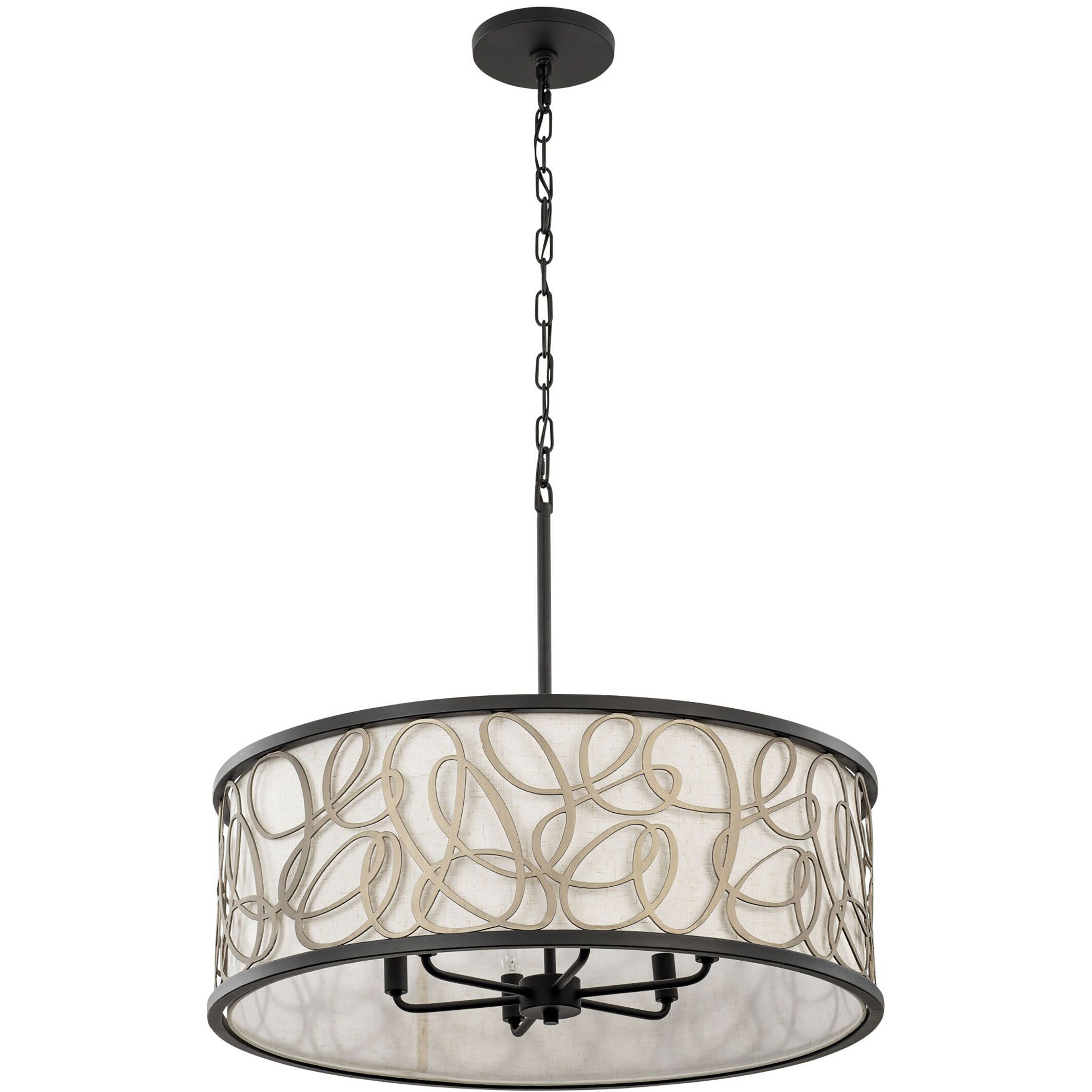 Scribble 6 Light 28 inch Matte Black Pendant Ceiling Light, Smithsonian Collaboration