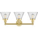 Cone 3 Light 24.5 inch Satin Gold Bath Vanity Light Wall Light in Seedy