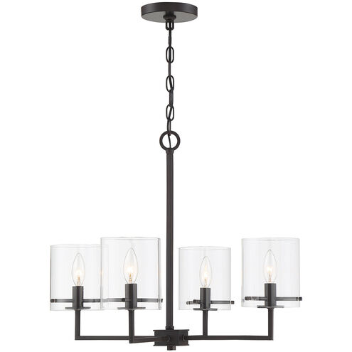 Transitional 4 Light 25.63 inch Oil Rubbed Bronze Chandelier Ceiling Light