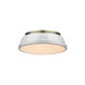 Duncan 2 Light 14 inch Aged Brass Flush Mount Ceiling Light in White, Damp