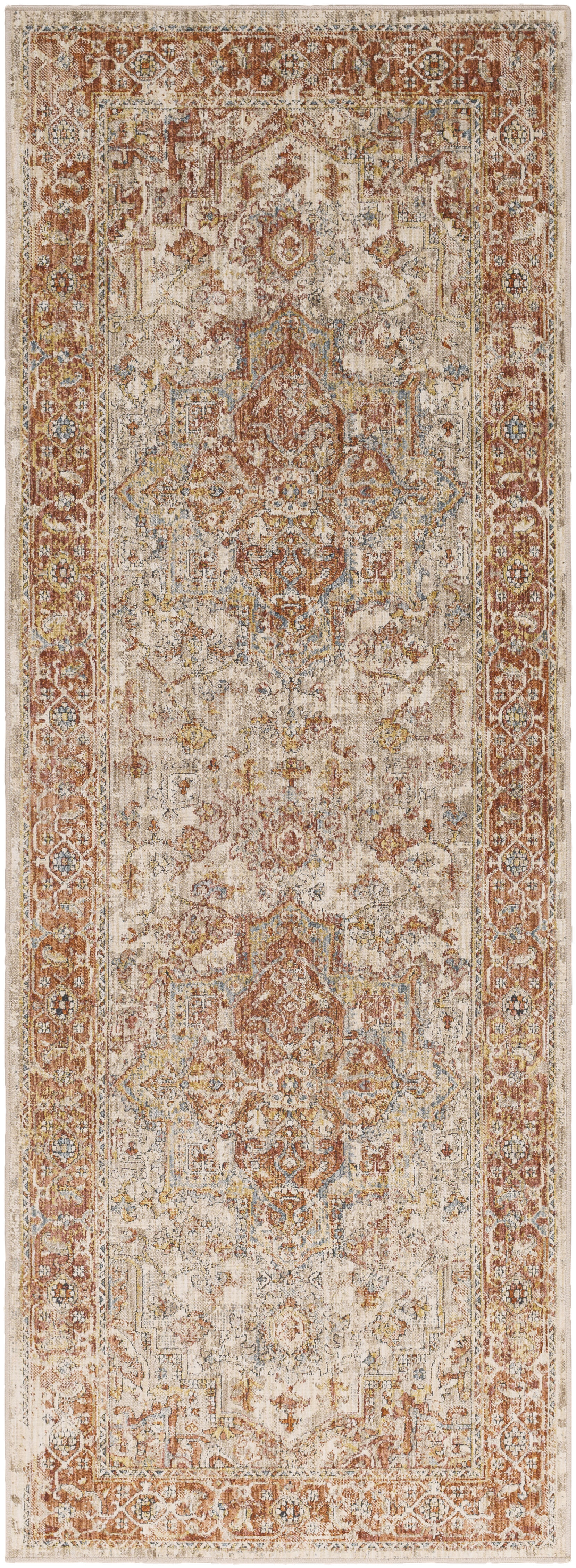 Aspendos 87 X 31 inch Brick Red Rug, Runner