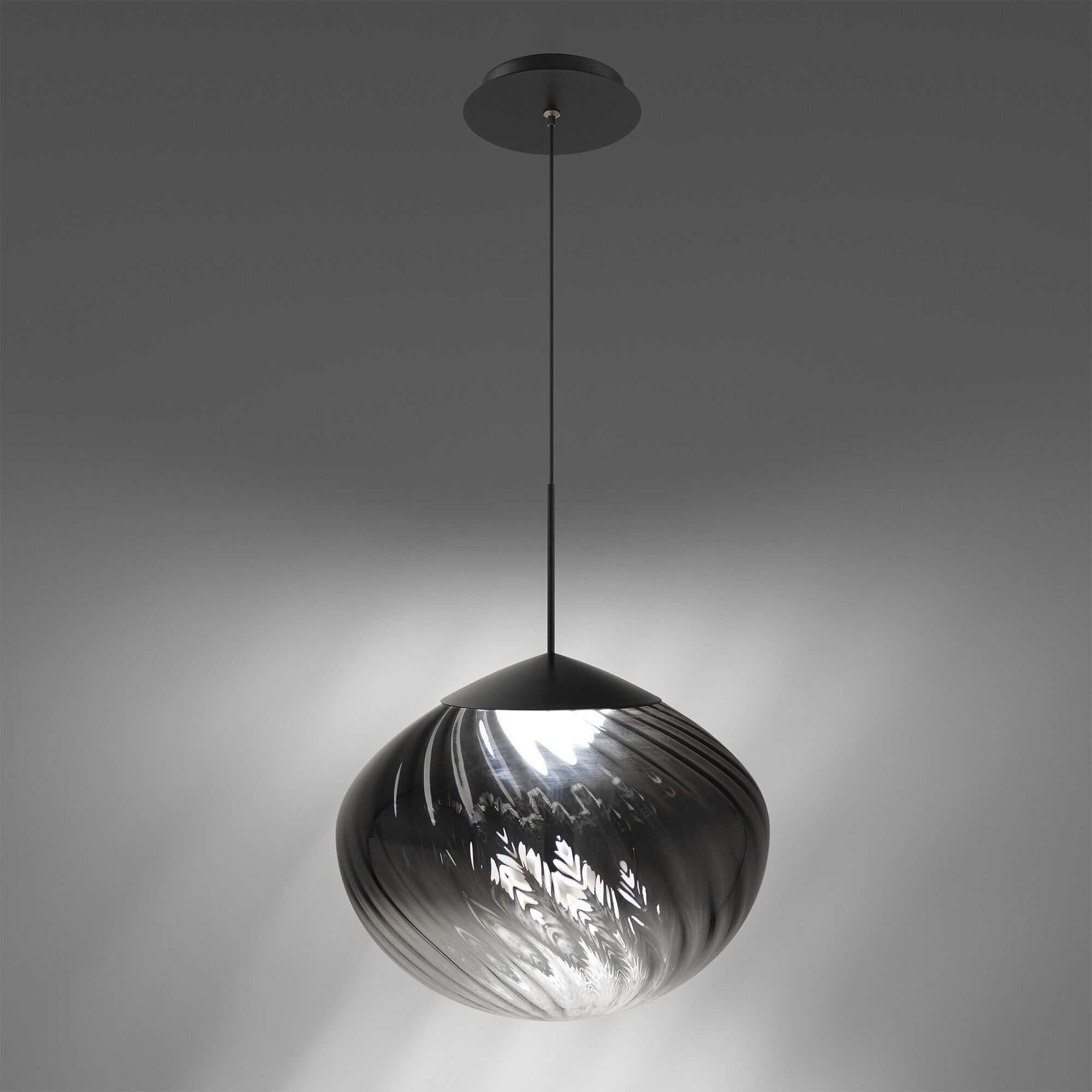Swayzey LED 14 inch Powder Coated Black Mini-Pendant Ceiling Light in Black Smoke Glass, dweLED