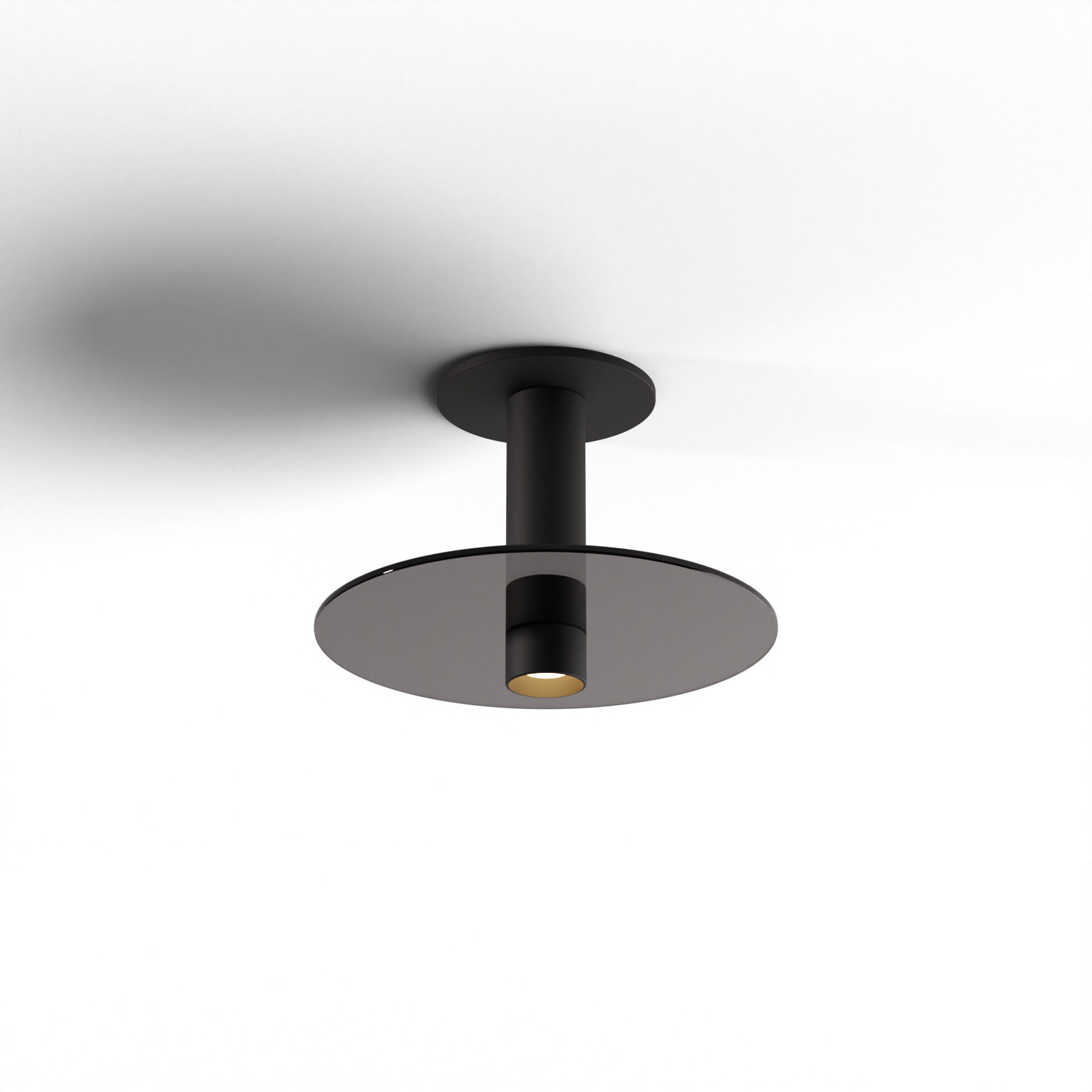 Combi LED 9 inch Matte Black Pendant Ceiling Light in Dark Grey Glass, Suspension / Flush Mount 2-in-1