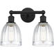 Edison Brookfield 2 Light 15 inch Matte Black Bath Vanity Light Wall Light in Clear Glass
