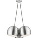 Piedmont 3 Light 22 inch Brushed Aluminum with Polished Chrome Accents Globe Pendant Ceiling Light
