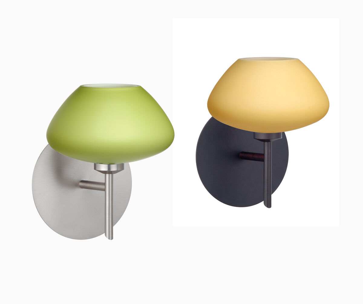 Peri LED 5 inch Satin Nickel Mini Sconce Wall Light in Chartreuse Glass