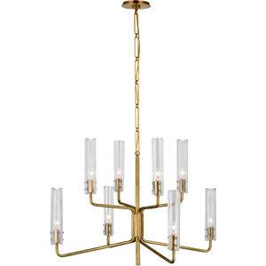 AERIN Casoria LED 32 inch Hand-Rubbed Antique Brass Two-Tier Chandelier Ceiling Light, Medium