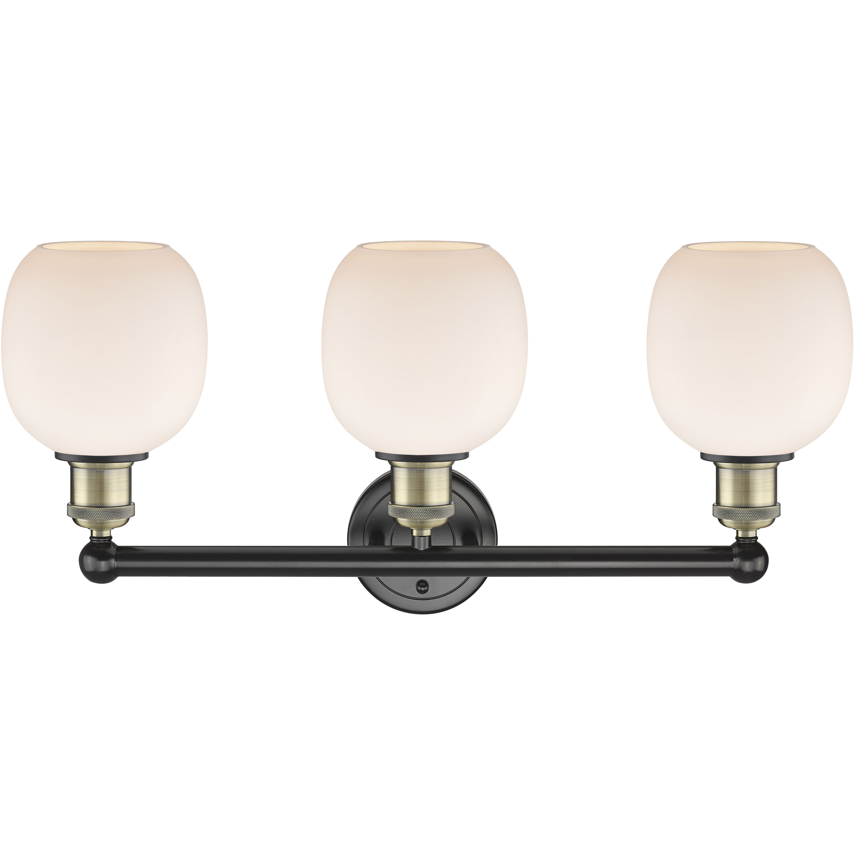 Belfast 3 Light 24 inch Black Antique Brass Bath Vanity Light Wall Light in Matte White