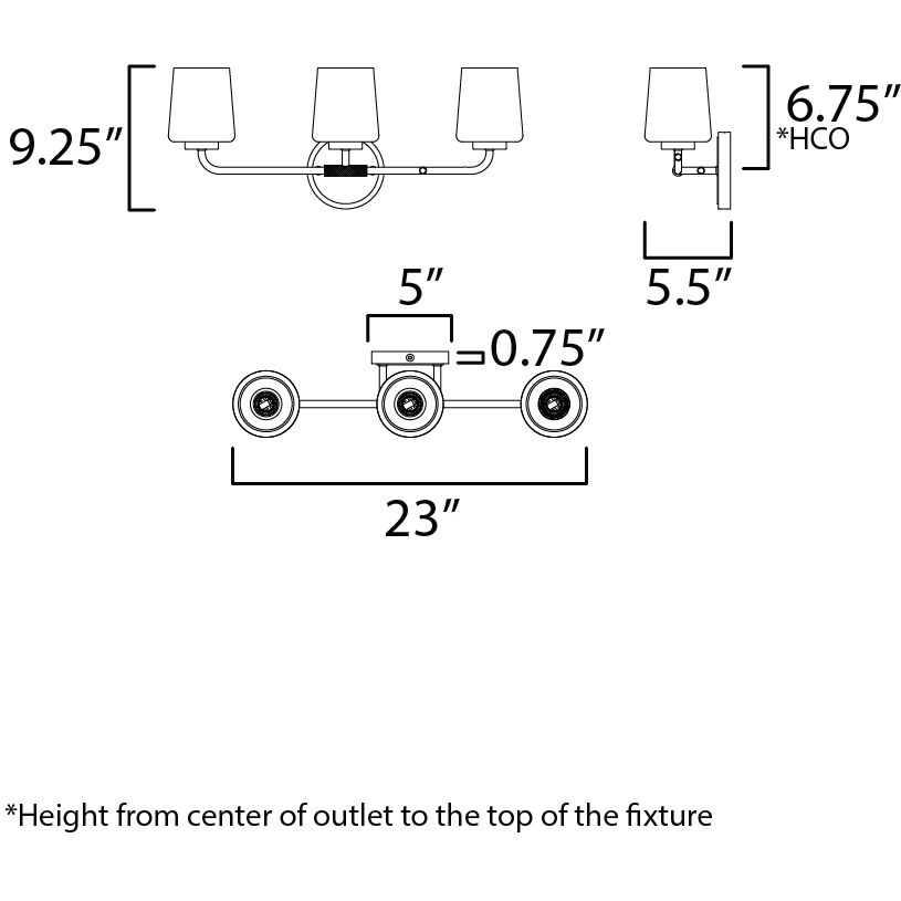 Durham 3 Light 23 inch Polished Chrome Bath Vanity Wall Light