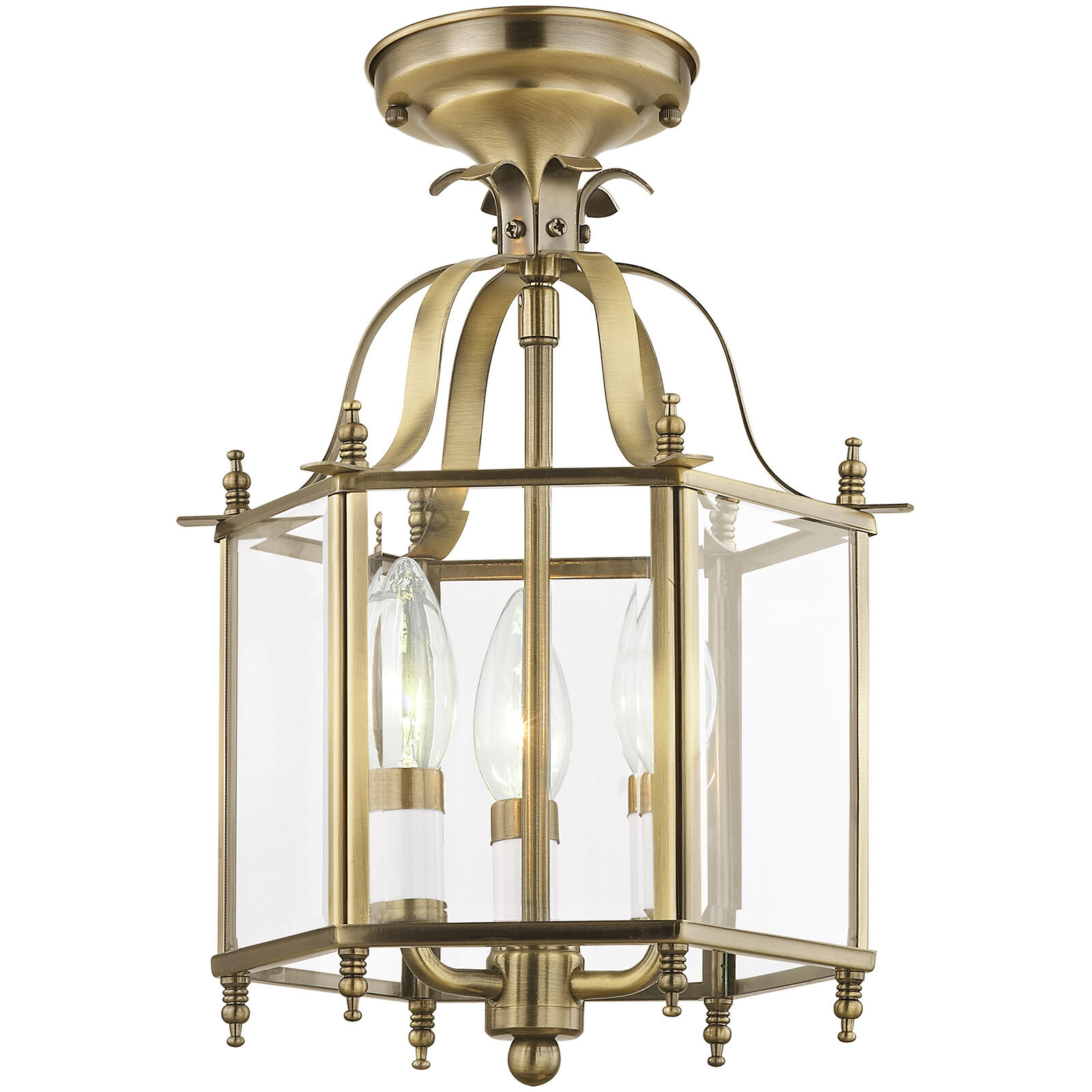 Livingston 3 Light 10 inch Antique Brass Convertible Mini Pendant/Ceiling Mount Ceiling Light