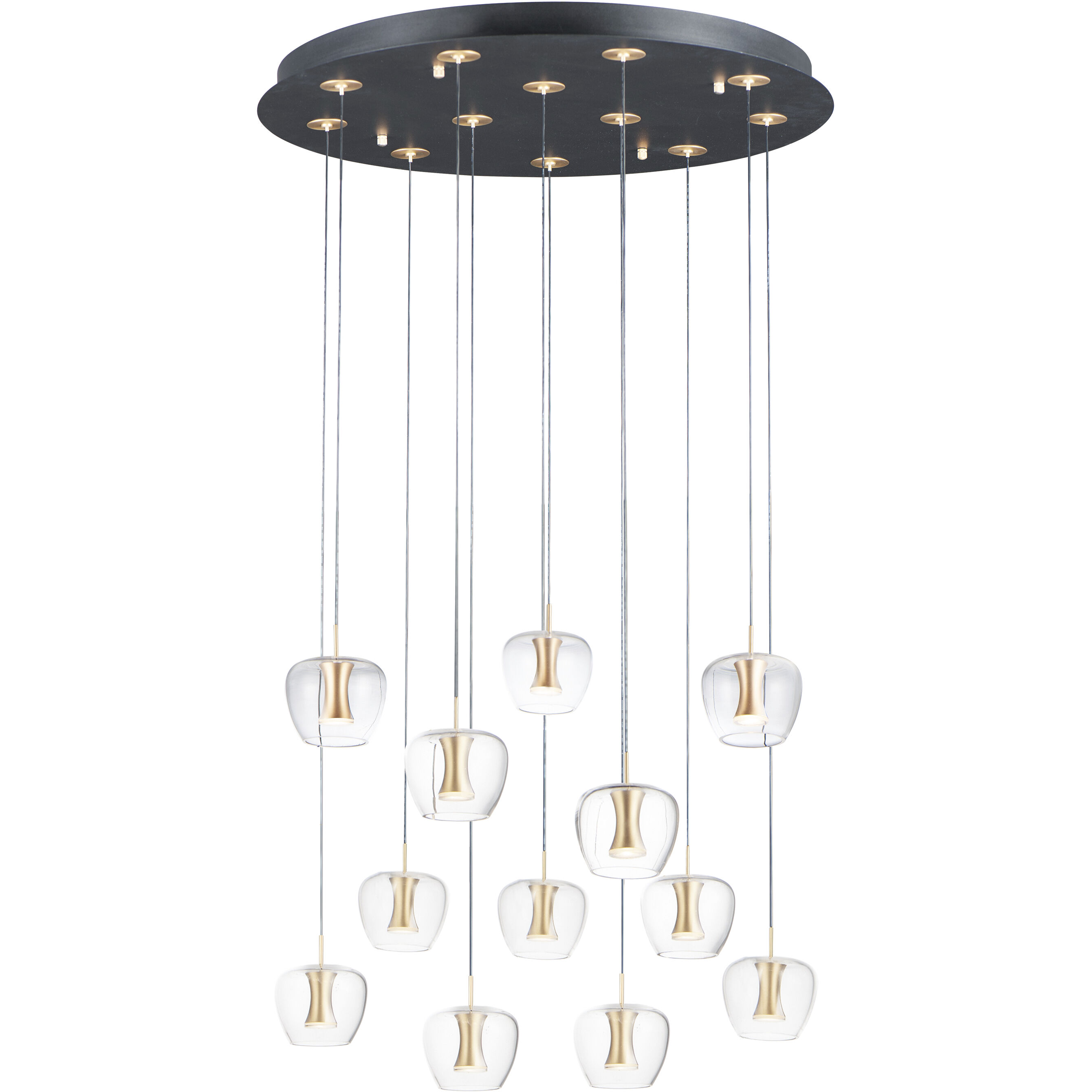 Newton LED 27.5 inch Black and Gold Multi-Light Pendant Ceiling Light