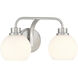 Contemporary 2 Light 16 inch Brushed Nickel Bathroom Vanity Light Wall Light