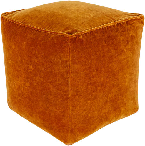 Cotton Velvet 16 inch Pouf, Cube