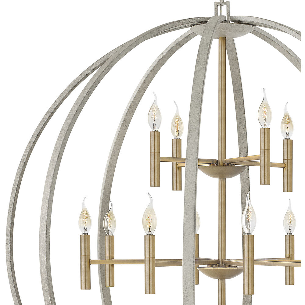 Euclid 16 Light 44 inch Cement Gray with Brushed Gold Indoor Chandelier Ceiling Light