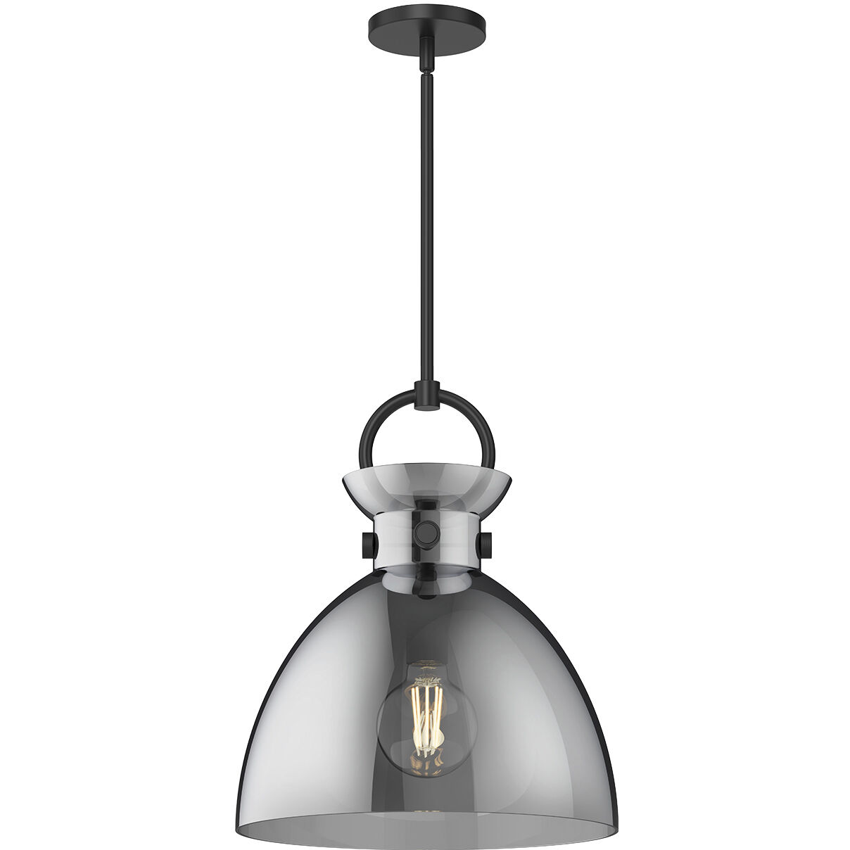 Alora Mood Waldo Pendant Ceiling Light in Matte Black, Smoked Glass
