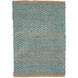 Shuttle Weave Durrie with Hamming 48 X 32 inch Petrol Rug, Rectangle