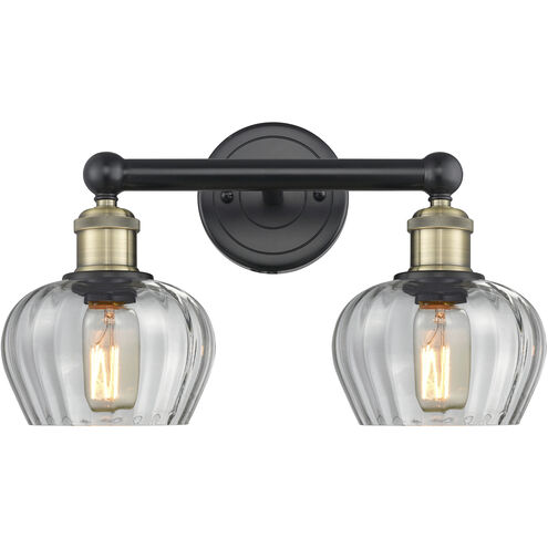 Fenton 2 Light 15.5 inch Black Antique Brass Bath Vanity Light Wall Light in Clear