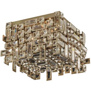 Vermeer 4 Light 14 inch Brushed Champagne Gold Flush Mount Ceiling Light in Firenze Clear