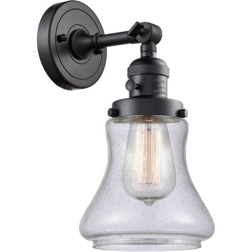 Franklin Restoration Bellmont 1 Light 7 inch Matte Black Sconce Wall Light in Seedy Glass, Franklin Restoration