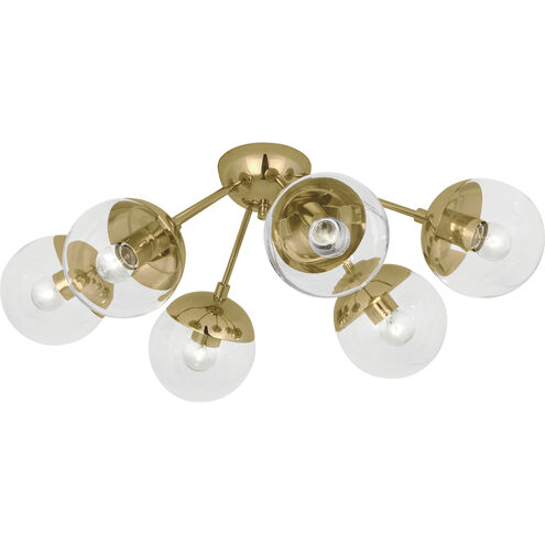 Celeste 6 Light 17 inch Modern Brass Flushmount Ceiling Light