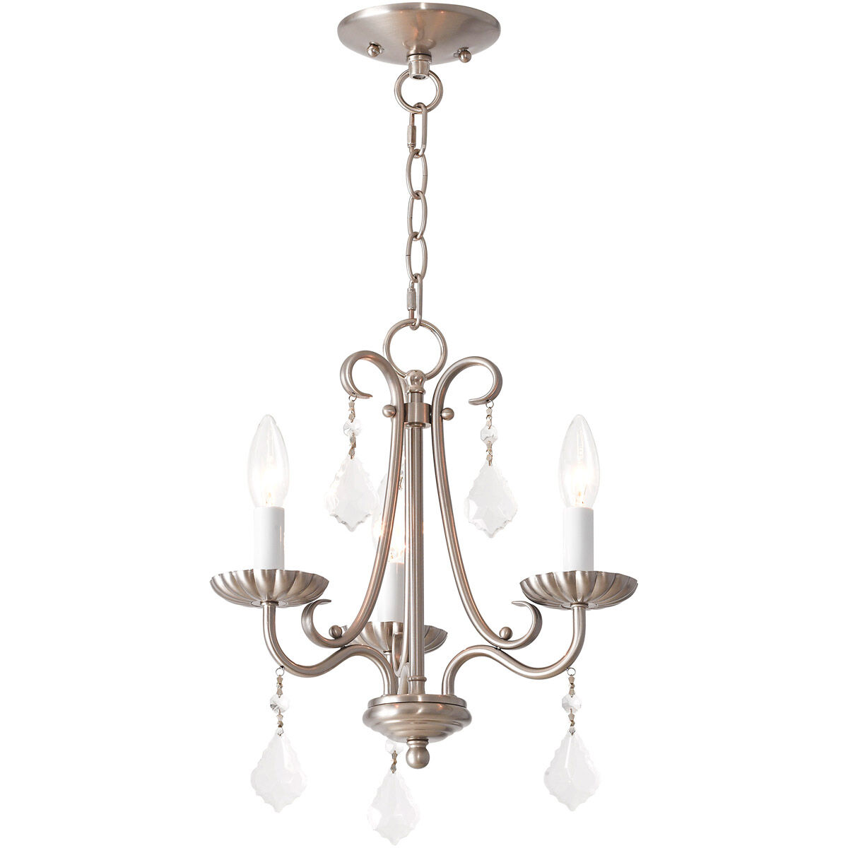 Daphne 3 Light 13.88 inch Brushed Nickel Mini Chandelier Ceiling Light