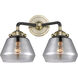 Nouveau Fulton 2 Light 15 inch Black Antique Brass Bath Vanity Light Wall Light in Plated Smoke Glass, Nouveau