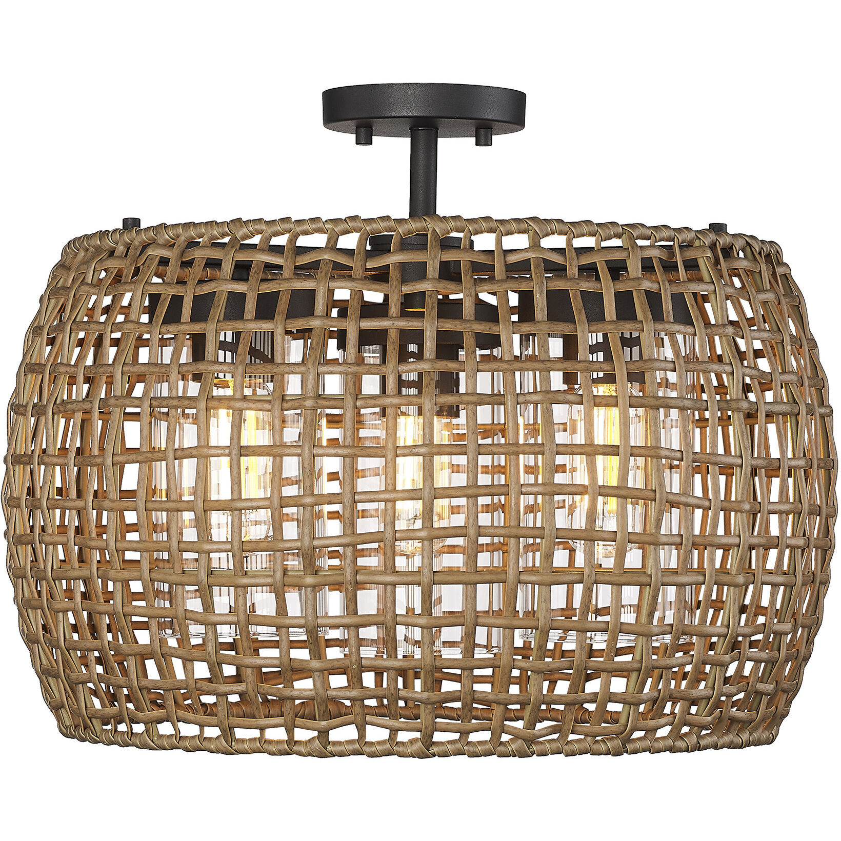 Piper 3 Light 15 inch Natural Black Outdoor Ceiling