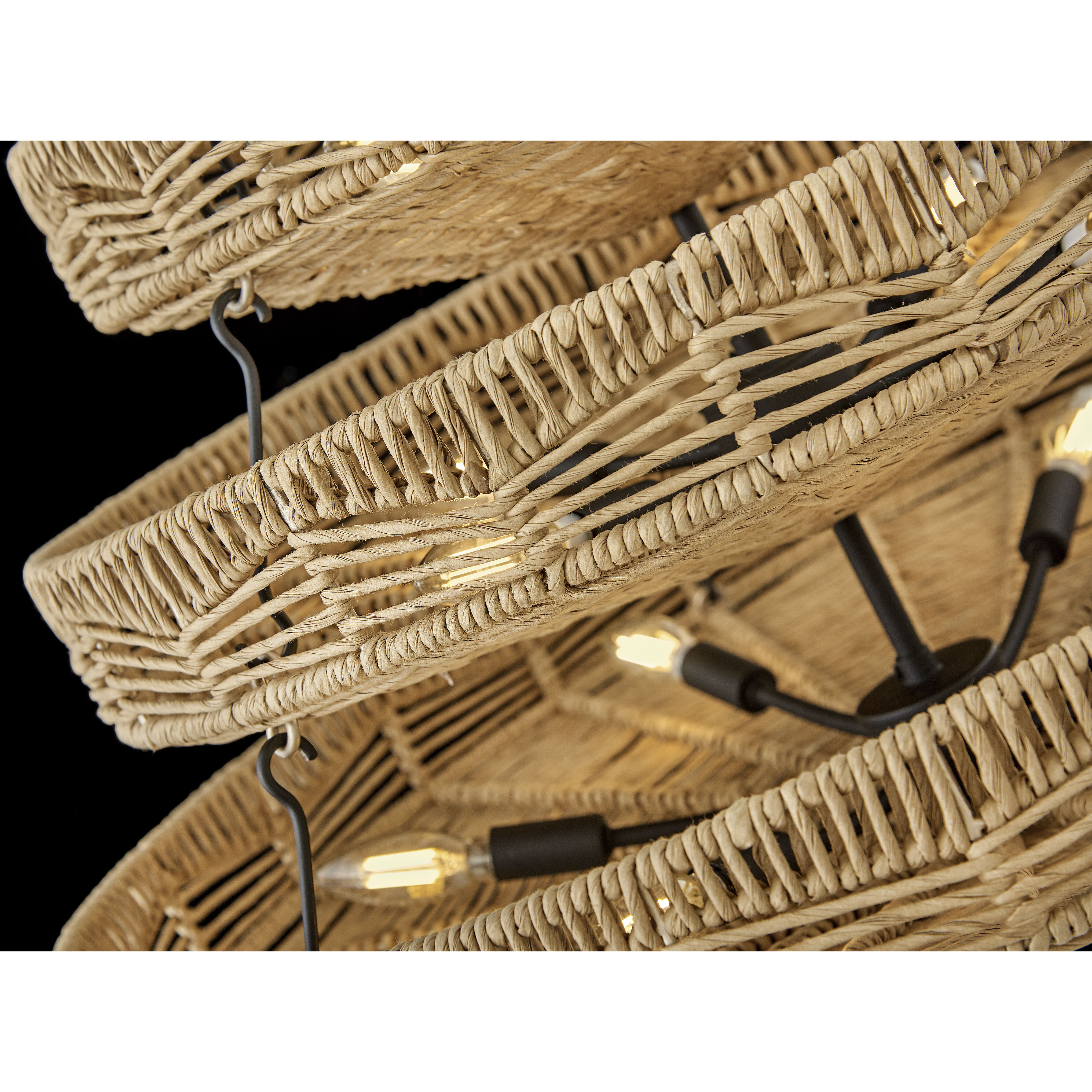 Ophelia 30 inch Black Indoor Chandelier Ceiling Light in Natural