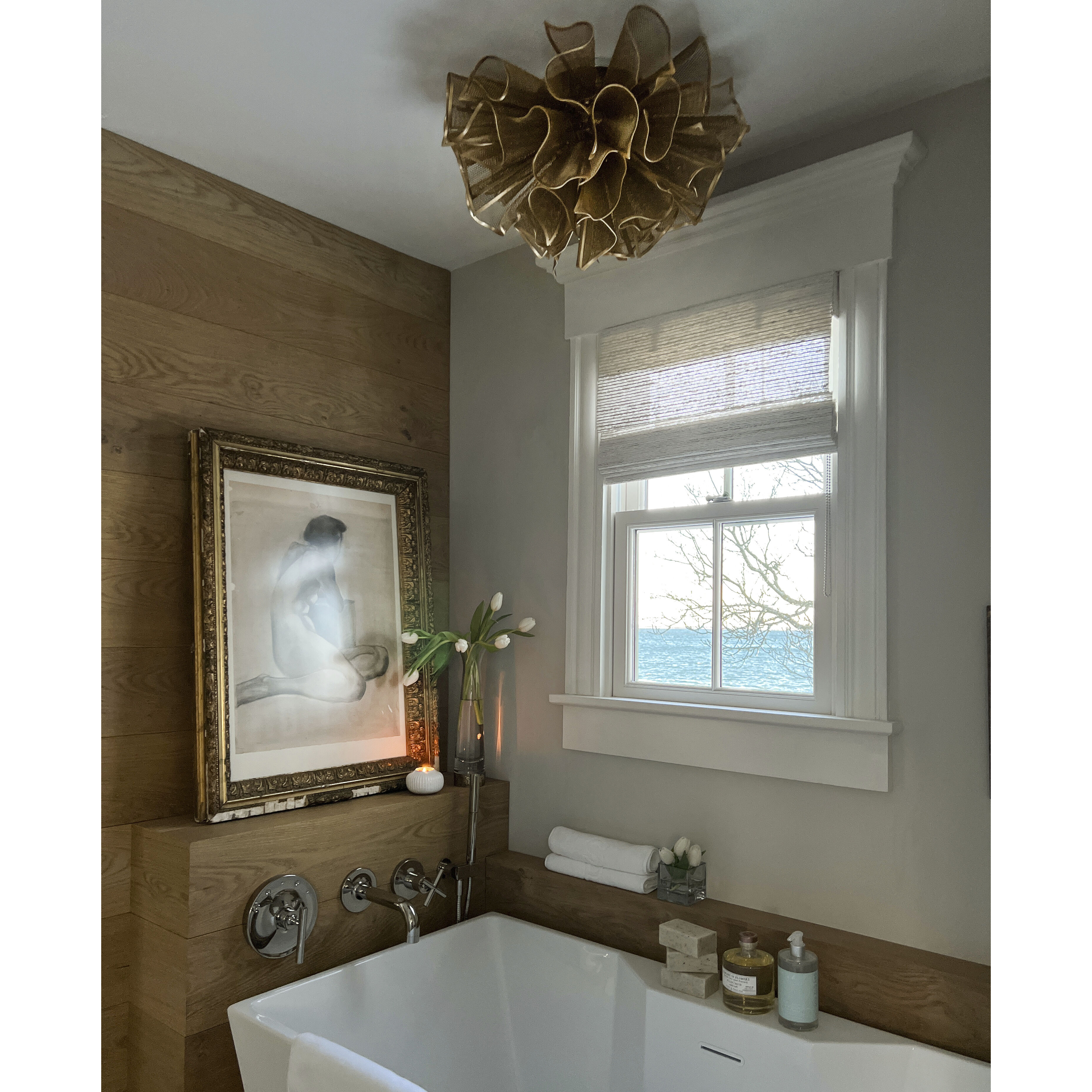 Pulse LED 23.25 inch Gold Leaf Semi Flush Ceiling Light