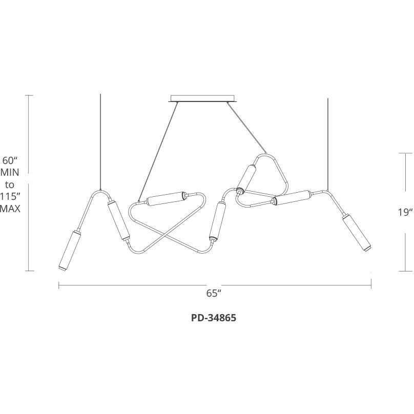 Firefly LED 65 inch Polished Nickel Chandelier Ceiling Light