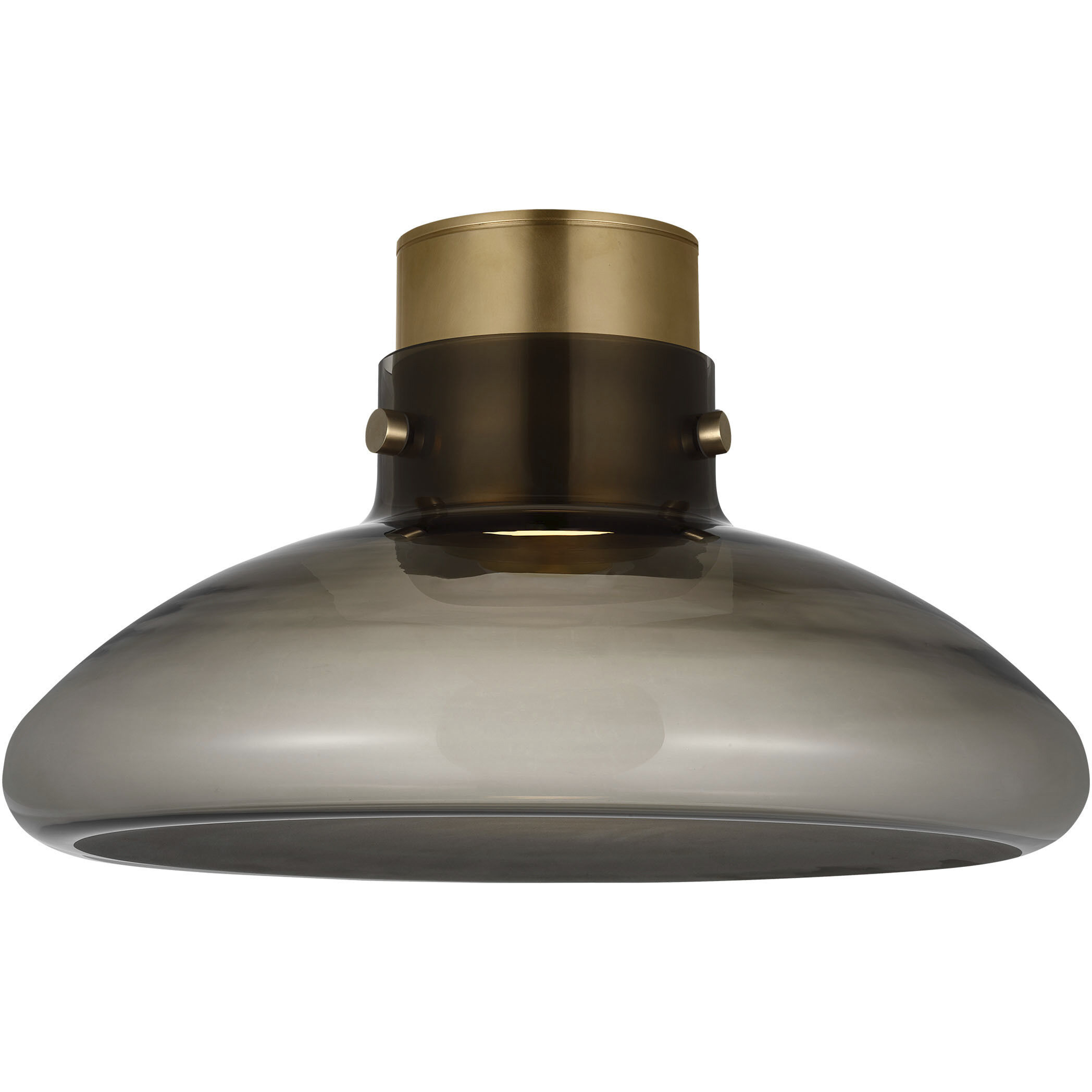 Avroko Morgan LED 18 inch Hand-Rubbed Antique Brass with Smoke Glass Flush Mount Ceiling Light