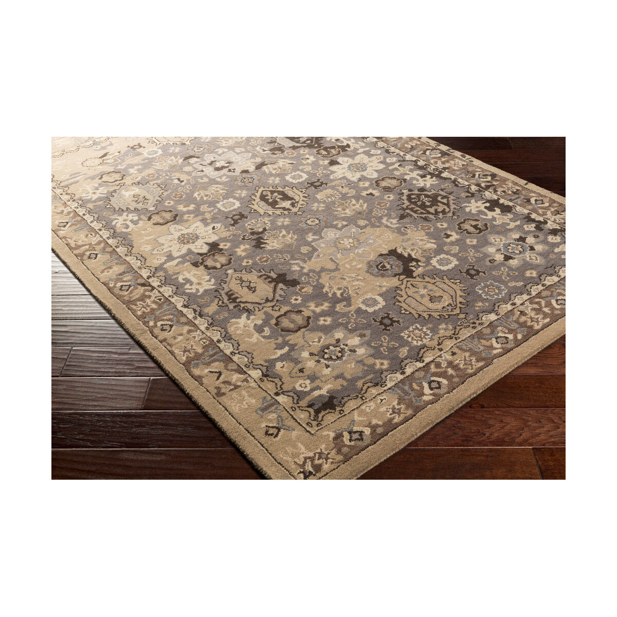 Castello 90 X 60 inch Black and Neutral Area Rug, Wool