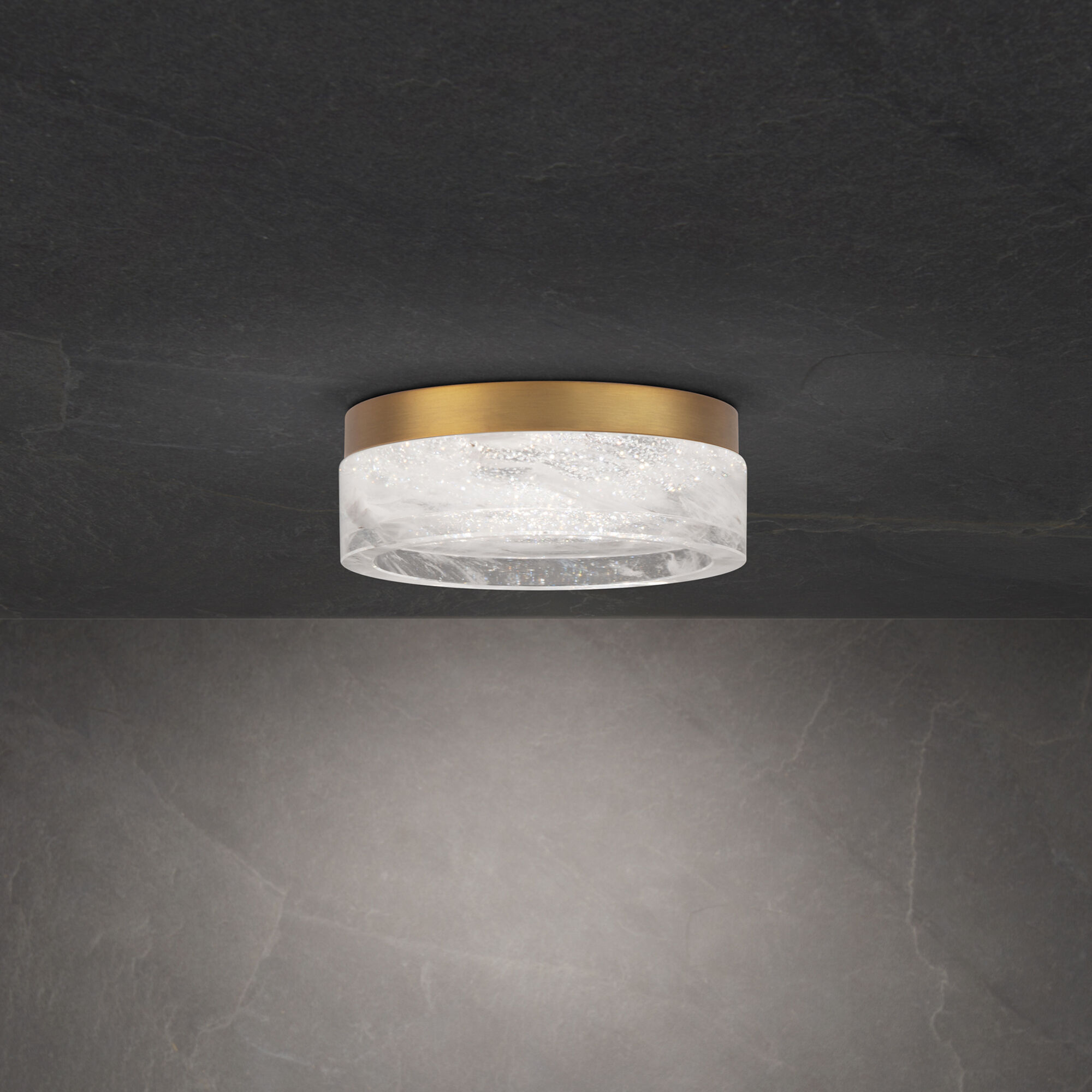 Melange LED 8 inch Aged Brass Flush Mount Ceiling Light, Beyond