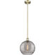 Edison Athens Deco Swirl 1 Light 12 inch Antique Brass Stem Hung Mini Pendant Ceiling Light