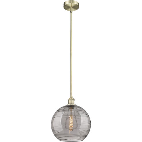 Edison Athens Deco Swirl 1 Light 12 inch Antique Brass Stem Hung Mini Pendant Ceiling Light