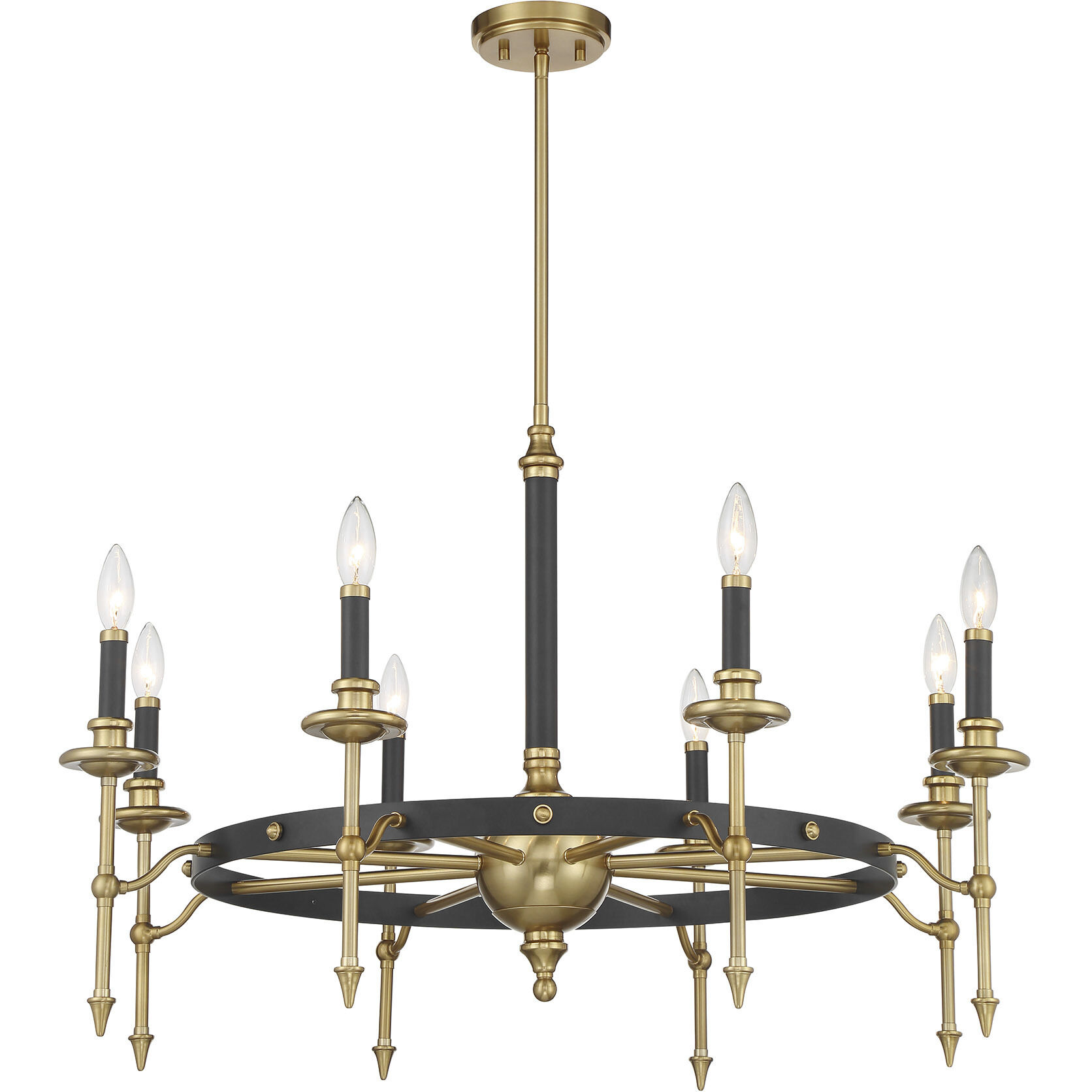 Consulate 8 Light 34 inch Matte Black and Warm Brass Chandelier Ceiling Light