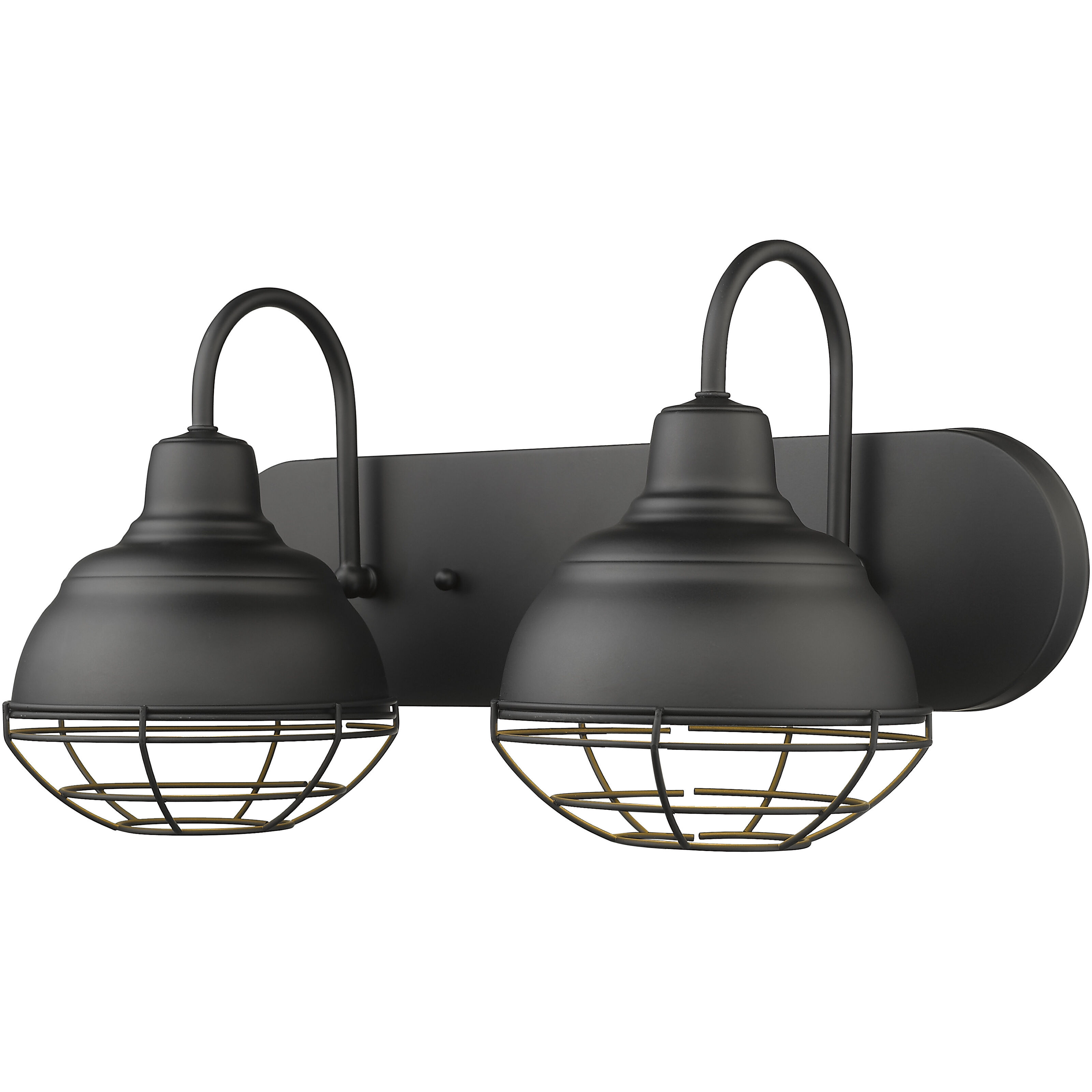 Neo-Industrial 2 Light 18 inch Matte Black Bathroom Vanity Light Wall Light