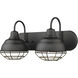 Neo-Industrial 2 Light 18 inch Matte Black Bathroom Vanity Light Wall Light
