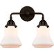 Nouveau 2 Bellmont 2 Light 14 inch Oil Rubbed Bronze Bath Vanity Light Wall Light in Matte White Glass