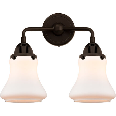 Nouveau 2 Bellmont 2 Light 14 inch Oil Rubbed Bronze Bath Vanity Light Wall Light in Matte White Glass
