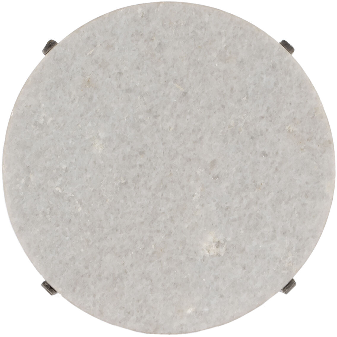 Nigella Marble and Silver Cross Legs Side Table in Multi-Color