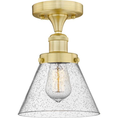 Cone 1 Light 7.75 inch Satin Gold Semi-Flush Mount Ceiling Light
