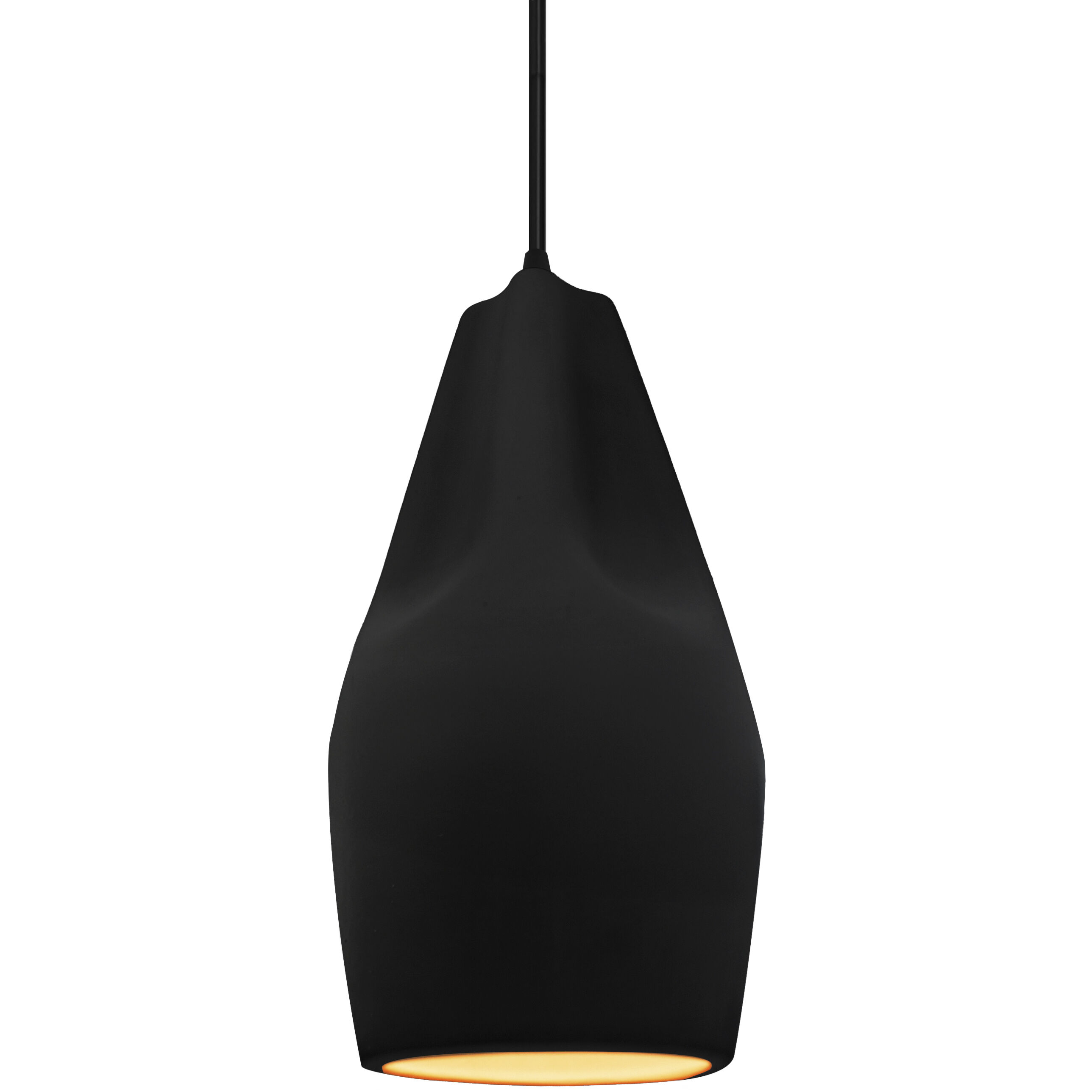 Radiance Collection - Crease Pendant Ceiling Light in Matte Black, Dedicated LED, Black Cord, Carbon Matte Black/Champagne Gold, Form+Finish+Function
