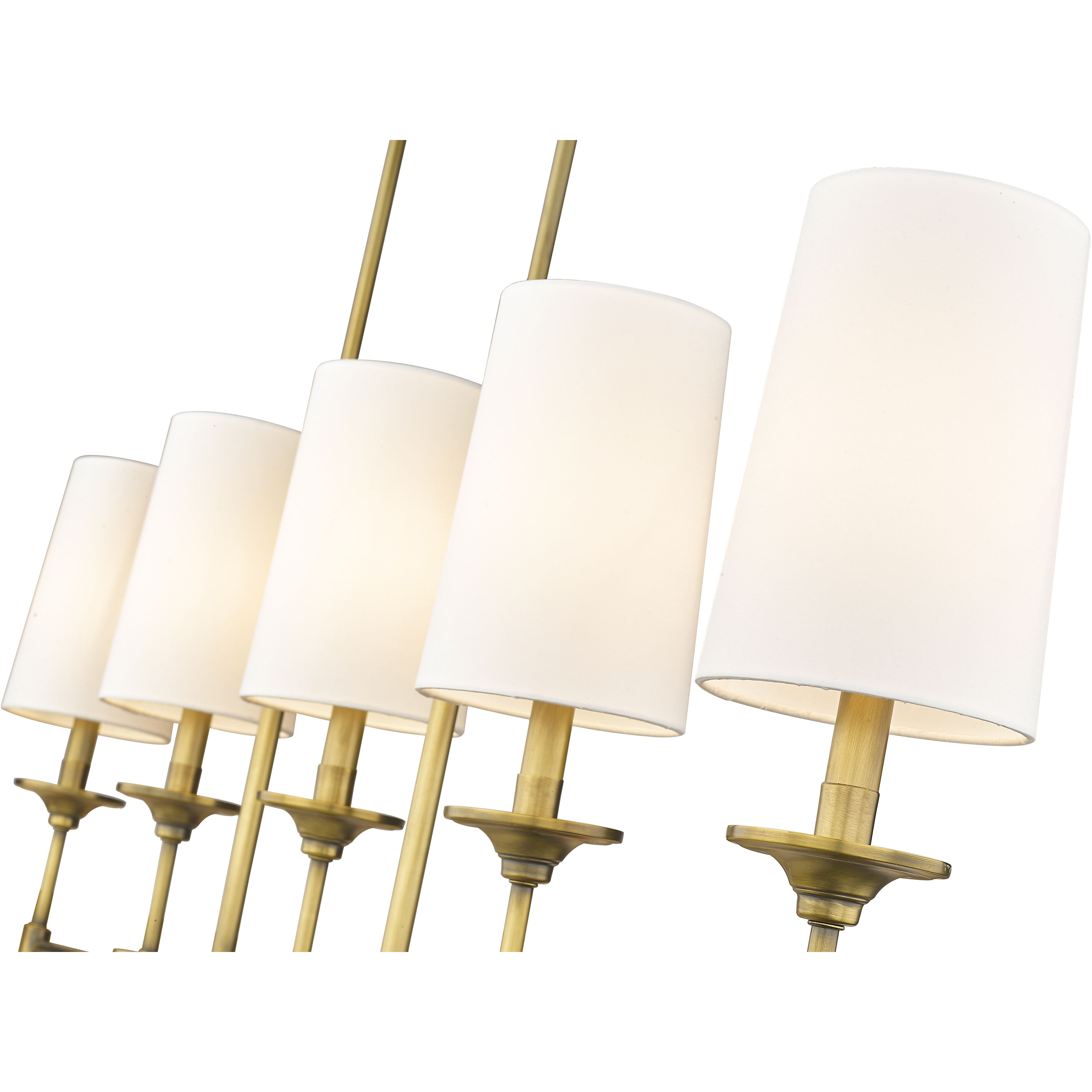 Emily 5 Light 51 inch Rubbed Brass Linear Chandelier Ceiling Light