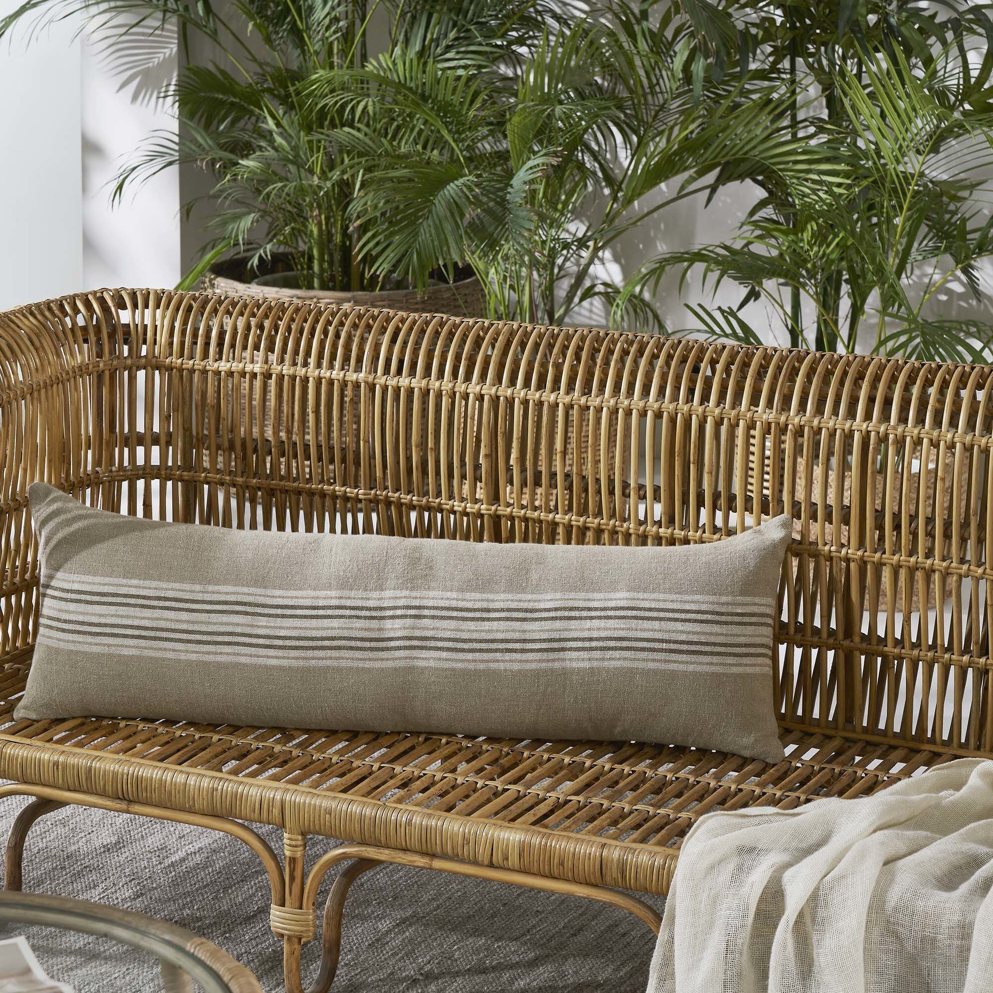 Felipe 13 inch Natural and White and Dark Brown Stripe Indoor Pillow