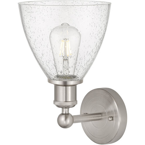 Edison Bristol Glass 1 Light 8 inch Brushed Satin Nickel Sconce Wall Light in Seedy Glass