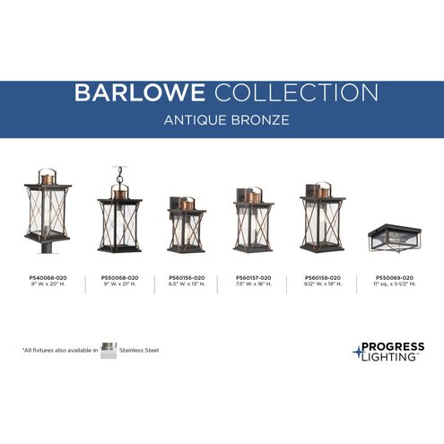 Barlowe 1 Light 13 inch Antique Bronze Outdoor Wall Lantern, Small